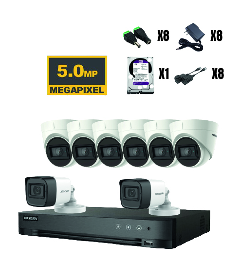 Combo 6 KIT 8 CAMARAS 5MP CON AUDIO HIKVISION